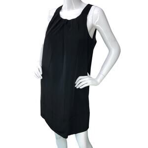 Oleg Cassini Womens Size 4 Dress Sleeveless Round Neck Pleated Front Black